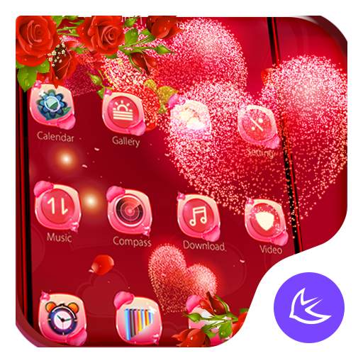 Red rose love-APUS launcher  free theme