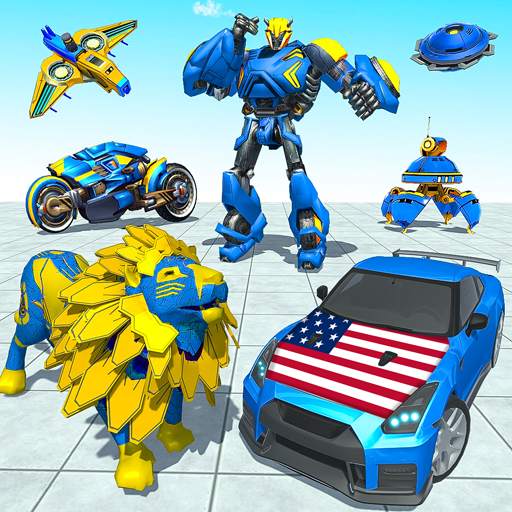 Police Lion Robot Car Games