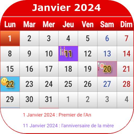 Français Calendrier 2024