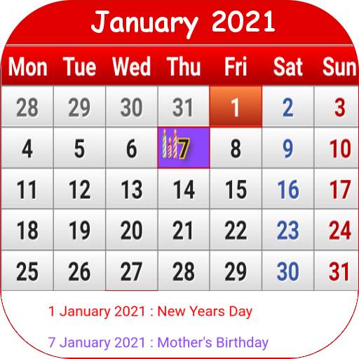 UK Calendar 2021