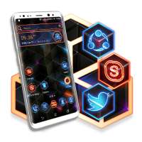 3D Neon Hexa Launcher Theme