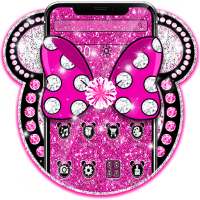 Pink Diamond Glitter Bowknot Mouse Theme