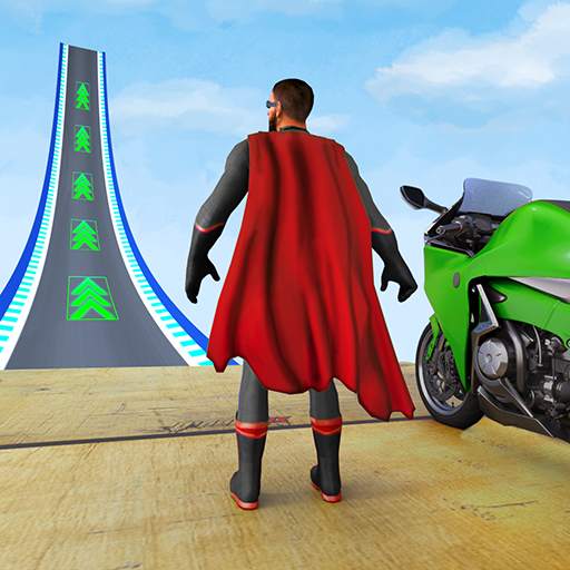 Superhero Mega Ramp Bike Games
