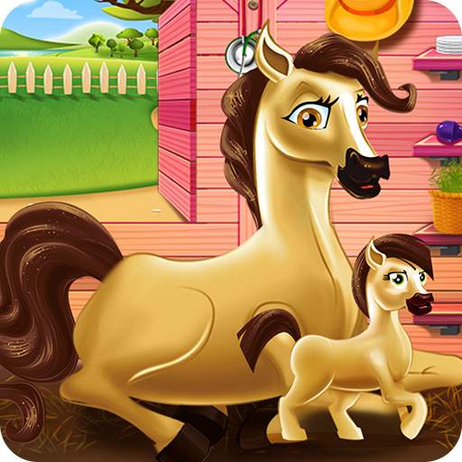 Pony and Newborn Baby Caring