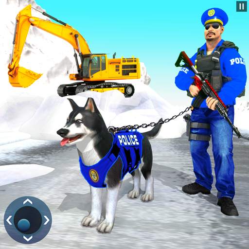 Police Dog Snow Excavator Game