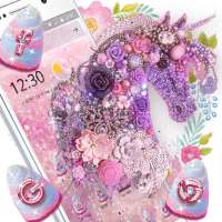 Pink Purple Unicorn Shiny Diamond Flower Theme