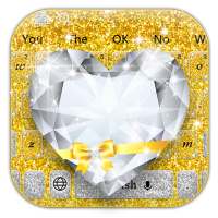 Shiny Gold Heart Diamond Keyboard