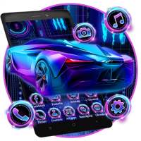 Neon Sports Car Temalar Duvar 3D