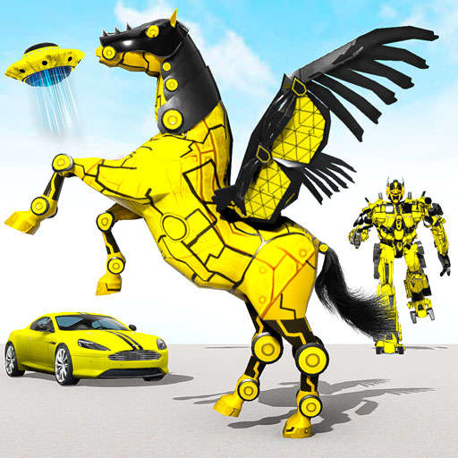 Flying Horse Robot: Muscle Car transform Game