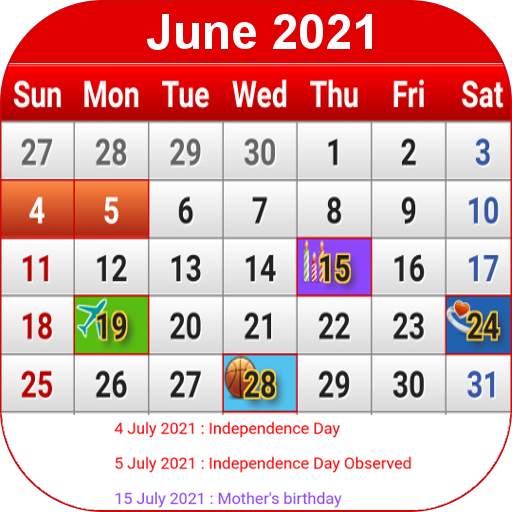 US Calendar 2021