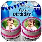 Dual Photo On Birthday Cake With Name on 9Apps