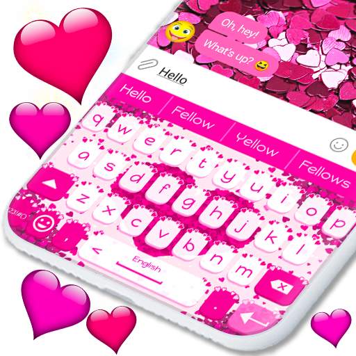 Pink Hearts Keyboard 💕 Love Keyboard Themes