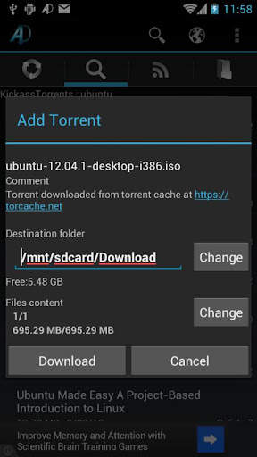 aDownloader - torrent download screenshot 1