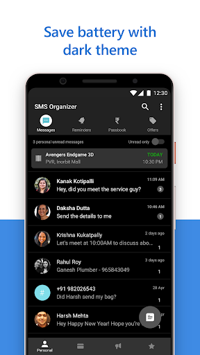 SMS Organizer - Clean, Reminders, Offers & Backup 6 تصوير الشاشة