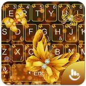 Glitter Sparkling Golden Butterfly Keyboard Theme