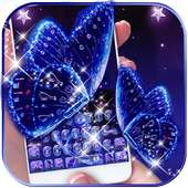 Blauw glitter vlinder toetsenbord thema