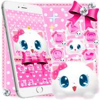 Cute Fluffy Kitten Pink Bow Theme