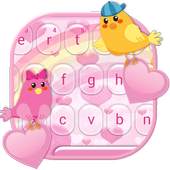 Love Keyboard Pink Cute Birds Theme