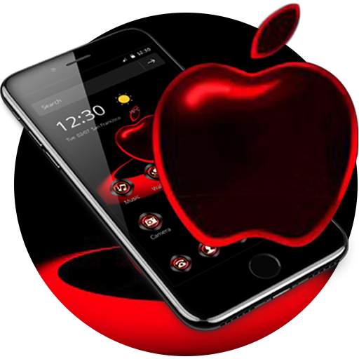 Red Neon Apple Dark Theme