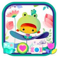 Cartoon Lotus Frog Girl Theme