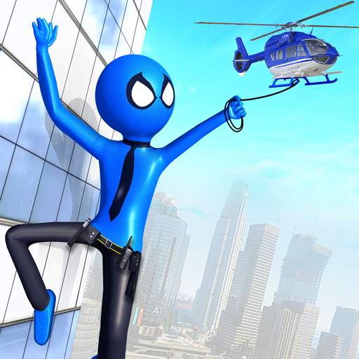 Flying Police Stickman Rope Superhero: Crime City