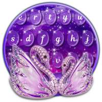 Purple Glittering Swan Keyboard