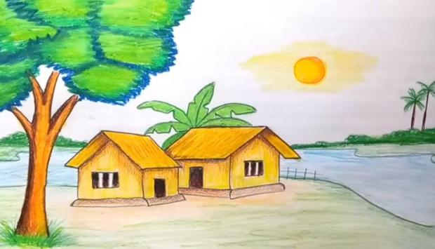 How to Draw Easy scenery | Sunset Scenery Drawing Easy | Scenery drawing  for kids, Drawing sunset, Sunset drawing easy