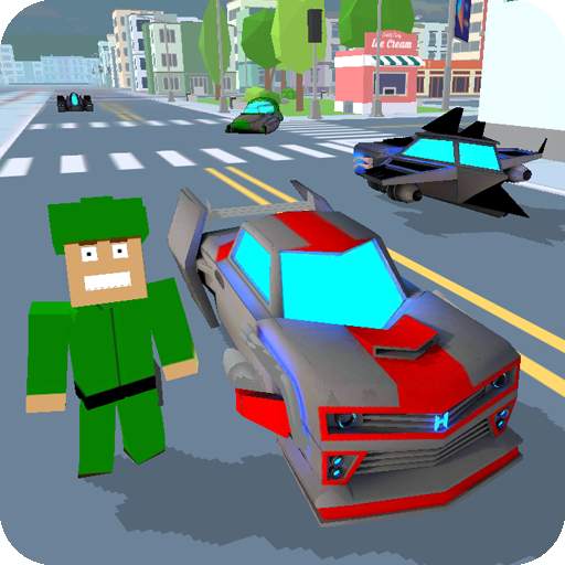 Blocky Hover Car: City Heroes