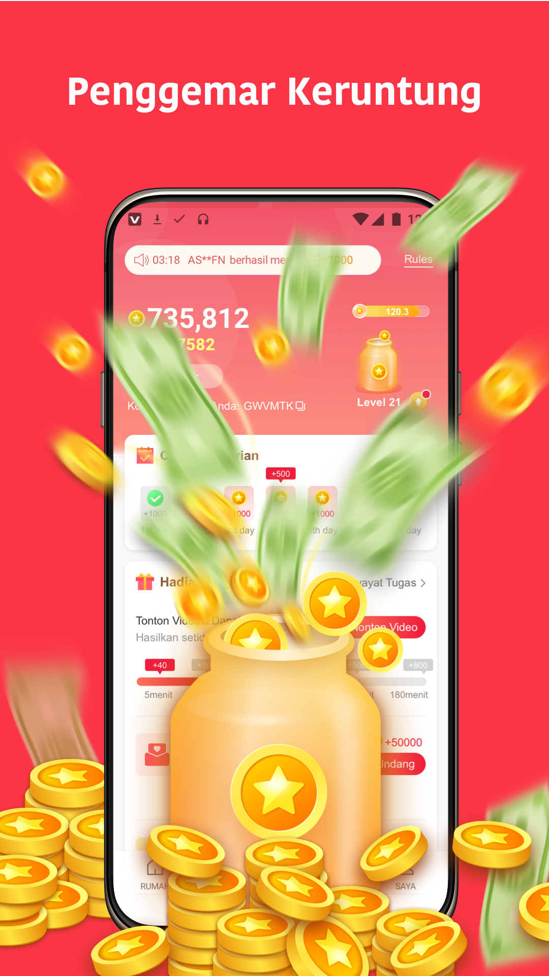 VidMate Cash - Hasilkan Uang Setiap Hari screenshot 2