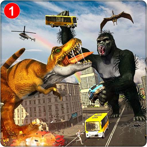 Angry Gorilla Fighting Dinosaur Destruction 2021