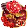 3D Gilt Red Rose Theme