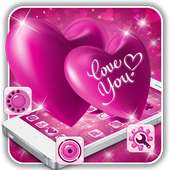 Glossy Pink Heart Love Theme